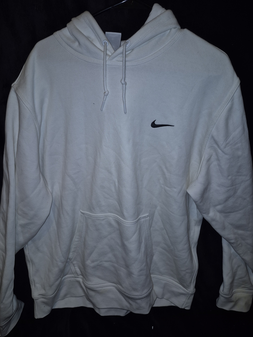 Nike White Pullover Hoodie with Black Swoosh